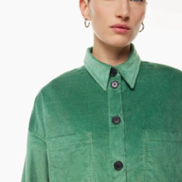 Aritzia The Group Babaton Green Corduroy Button Shirt - Picture 4 of 5